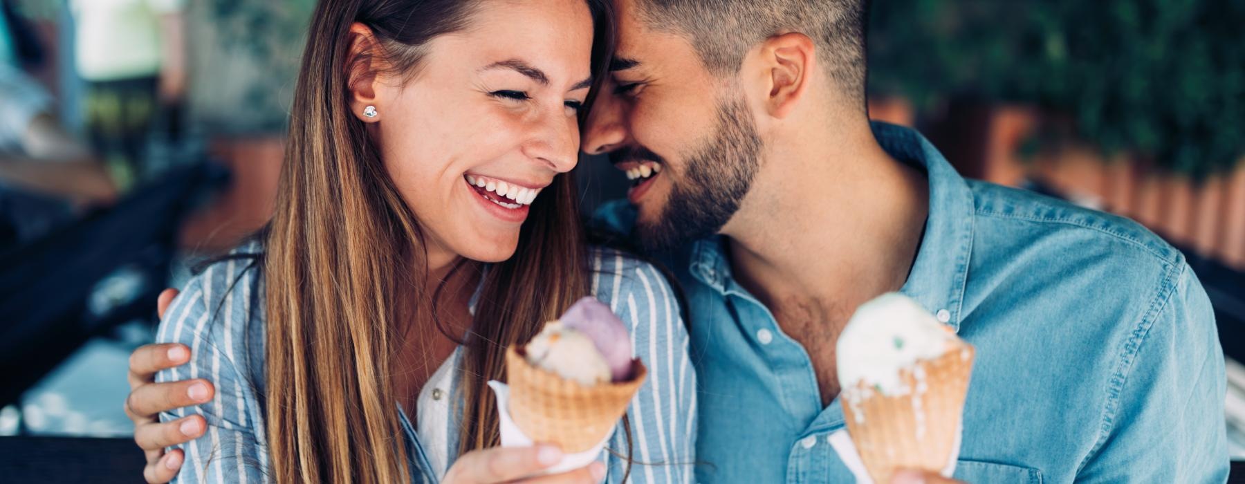 a man and woman kissing