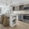 a kitchen with a wood floor
